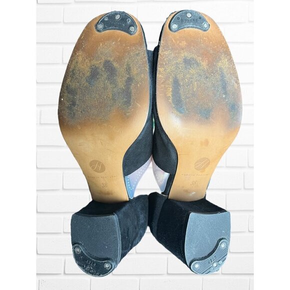 Fly London Women's Size 38 D'Orsay Block Heels Black Suede‎ Ankle Lace Tie Up - Picture 5 of 12